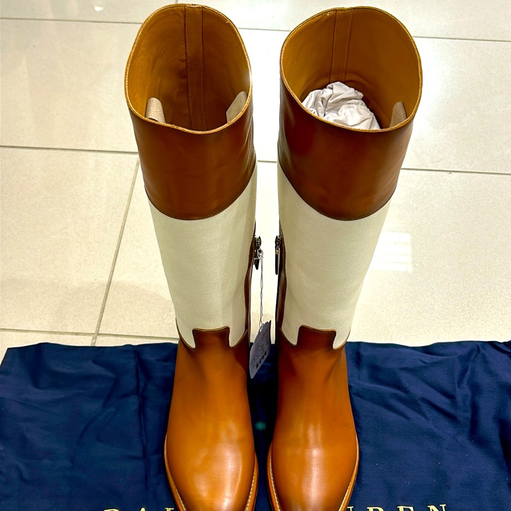 Tan & White Ralph Lauren Boots Size 6
